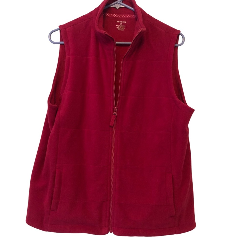 Lands End Womens Pink Fleece Vest Size Large Petite 14/16